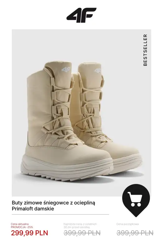 4F - gazetka promocyjna Śniegowce – ciepło i wygoda na zimę od soboty 15.11  - strona 4
