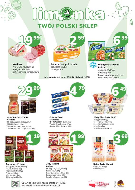 Limonka - gazetka promocyjna Plakaty promocyjne od czwartku 20.11 do niedzieli 30.11