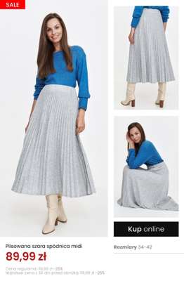 Plisowana szara spódnica midi