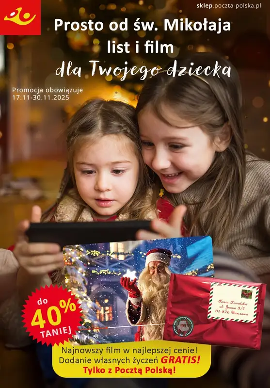 Poczta Polska - gazetka promocyjna Gazetka od poniedziałku 17.11 do niedzieli 30.11