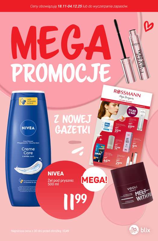 Rossmann - gazetka promocyjna MEGA promocje z nowej gazetki od wtorku 18.11 do czwartku 04.12