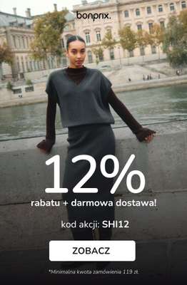 bonprix - gazetka promocyjna 12% rabatu + darmowa dostawa z KODEM! od poniedziałku 17.11 do poniedziałku 17.11
