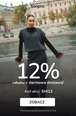 bonprix - gazetka promocyjna 12% rabatu + darmowa dostawa z KODEM! od poniedziałku 17.11 do poniedziałku 17.11