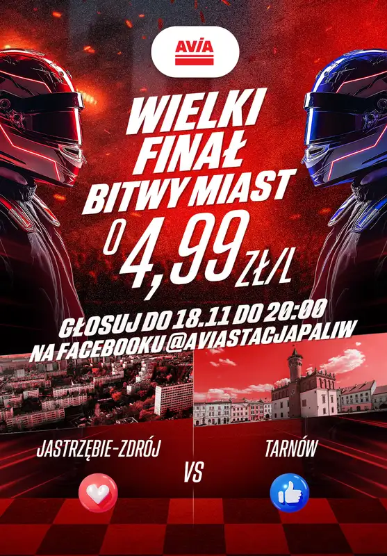 AVIA Stacje Paliw - gazetka promocyjna FINAŁ BITWY O PALIWO ZA 4,99 zł/l! od poniedziałku 17.11 do wtorku 18.11