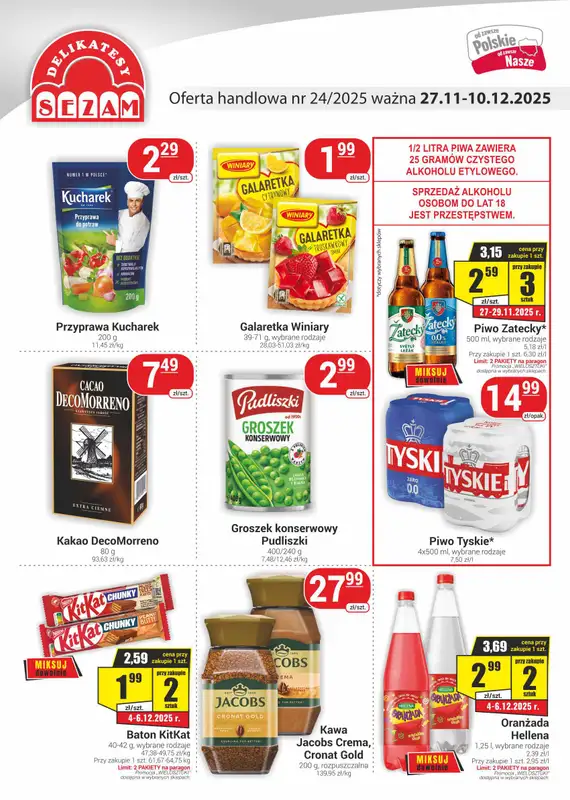 Delikatesy Sezam - gazetka promocyjna Gazetka od czwartku 27.11 do środy 10.12