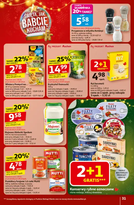 Auchan - gazetka promocyjna Gazetka Święta jak babcię kocham Hipermarket Auchan od czwartku 20.11 do środy 26.11 - strona 31