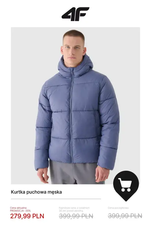 4F - gazetka promocyjna Wyprzedaż: ciepłe kurtki i bezrękawniki od wtorku 18.11  - strona 10