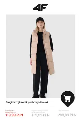 4F - gazetka promocyjna Wyprzedaż: ciepłe kurtki i bezrękawniki od wtorku 18.11  - strona 14