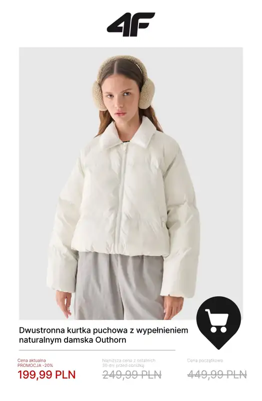 4F - gazetka promocyjna Wyprzedaż: ciepłe kurtki i bezrękawniki od wtorku 18.11  - strona 8