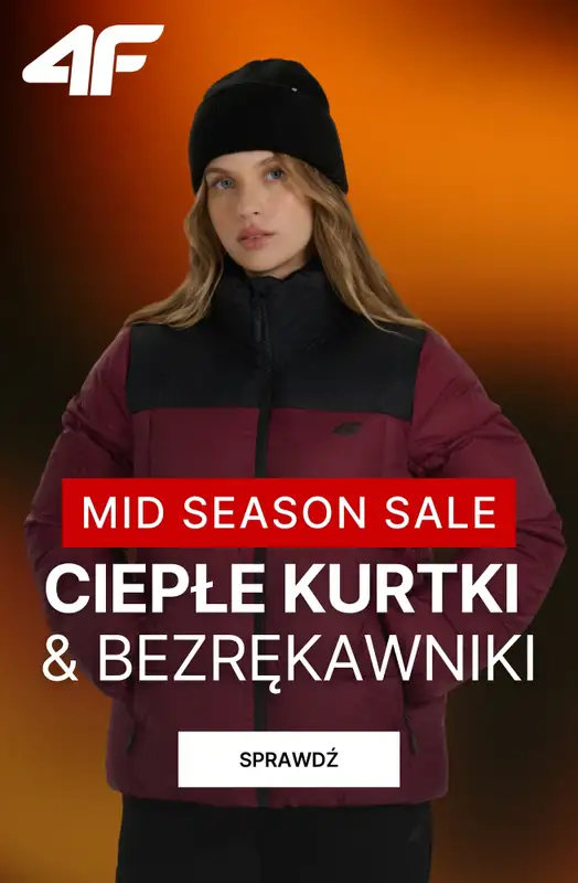4F - gazetka promocyjna Wyprzedaż: ciepłe kurtki i bezrękawniki od wtorku 18.11 