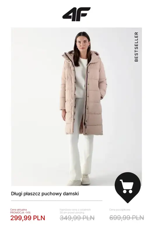 4F - gazetka promocyjna Wyprzedaż: ciepłe kurtki i bezrękawniki od wtorku 18.11  - strona 2