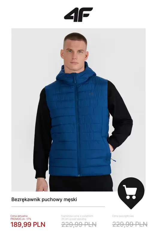 4F - gazetka promocyjna Wyprzedaż: ciepłe kurtki i bezrękawniki od wtorku 18.11  - strona 11