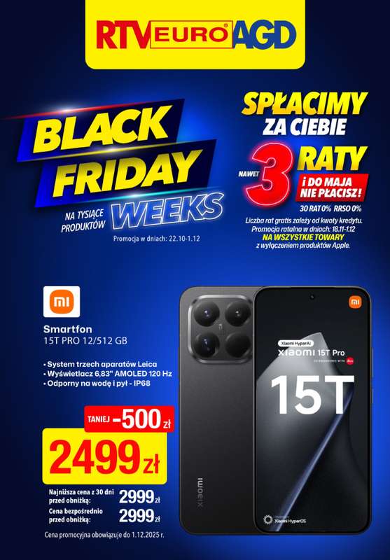 RTV EURO AGD - gazetka promocyjna BLACK FRIDAY WEEKS od wtorku 18.11 do poniedziałku 24.11
