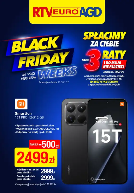 RTV EURO AGD - gazetka promocyjna BLACK FRIDAY WEEKS od wtorku 18.11 do poniedziałku 24.11