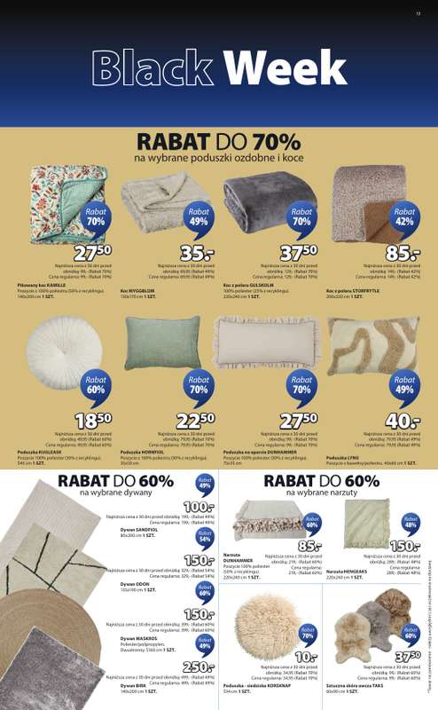 Jysk - gazetka promocyjna Black Week Rabat do 70% od piątku 21.11 do niedzieli 30.11 - strona 13