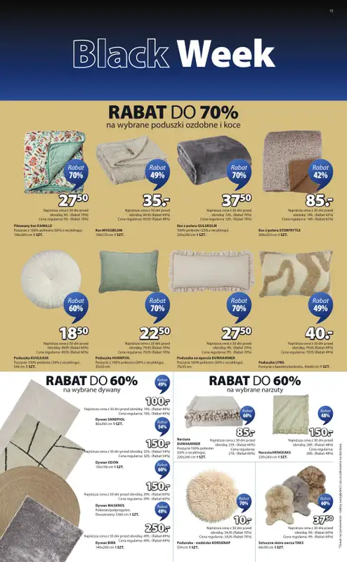 Jysk - gazetka promocyjna Black Week Rabat do 70% od piątku 21.11 do niedzieli 30.11 - strona 13