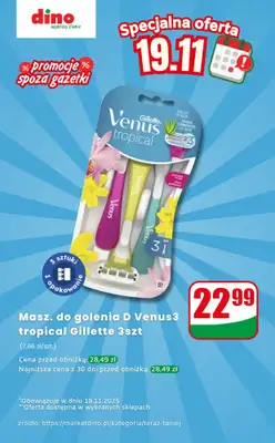 Dino - gazetka promocyjna Maszynki do golenia 3 szt. - oferta na 19.11 | Promocje spoza gazetki od środy 19.11 do środy 19.11