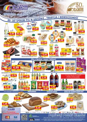 Społem - Blisko i Korzystnie - gazetka promocyjna Plakat promocyjny PSS Gniezno od środy 19.11 do soboty 06.12