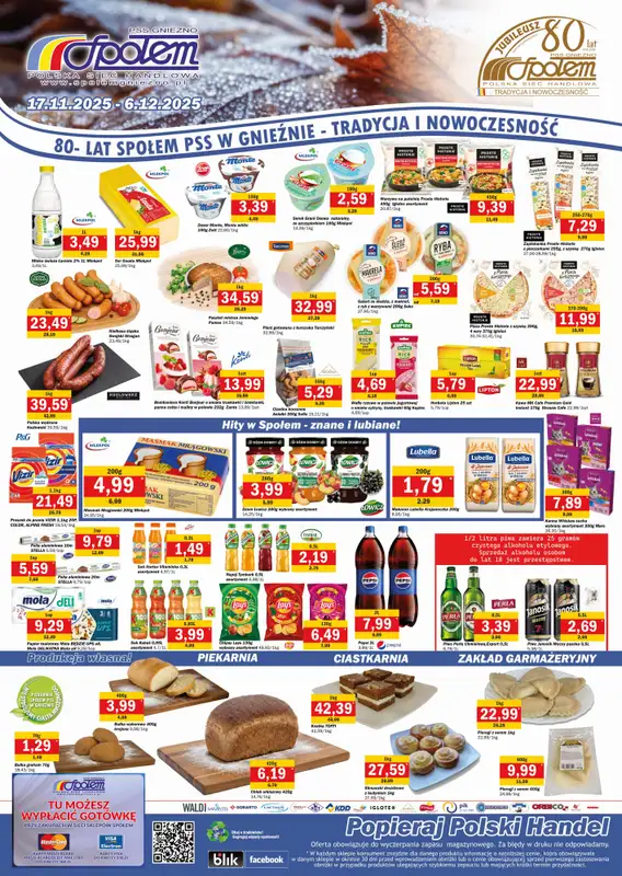 Społem - Blisko i Korzystnie - gazetka promocyjna Plakat promocyjny PSS Gniezno od środy 19.11 do soboty 06.12