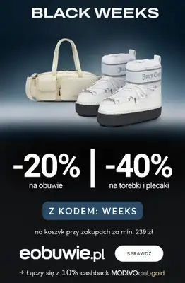eobuwie.pl - gazetka promocyjna -20% obuwie & -40% torebki i plecaki od 239 zł od środy 19.11 do czwartku 27.11