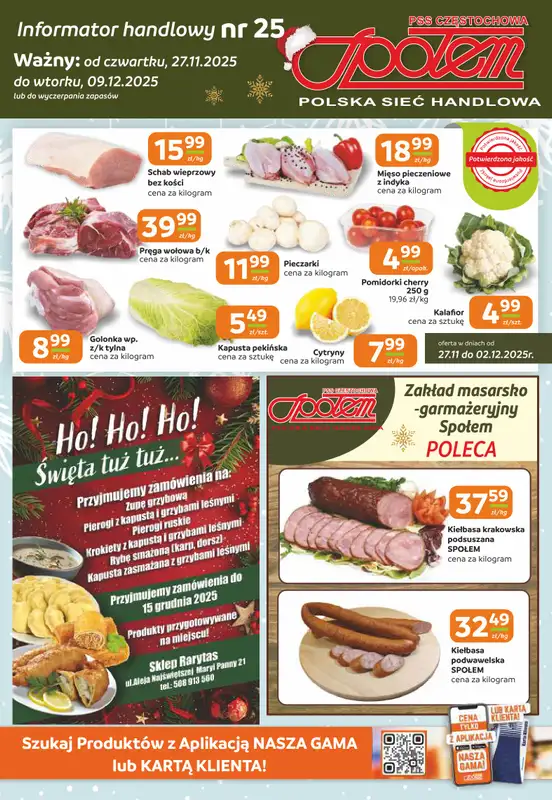 Społem Częstochowa - gazetka promocyjna Gazetka od czwartku 27.11 do wtorku 09.12