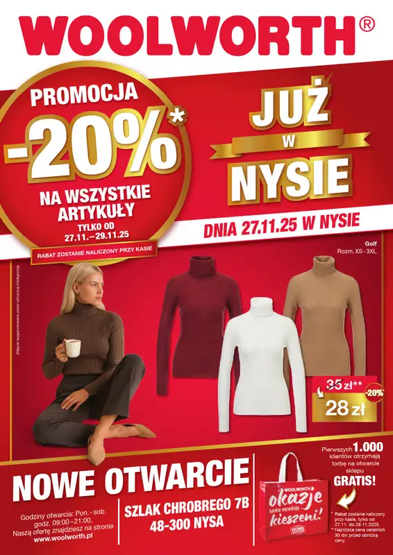 Woolworth - gazetka promocyjna WIELKIE OTWARCIE! NYSA, ul. Szlak Chrobrego 7B od czwartku 27.11 do soboty 29.11