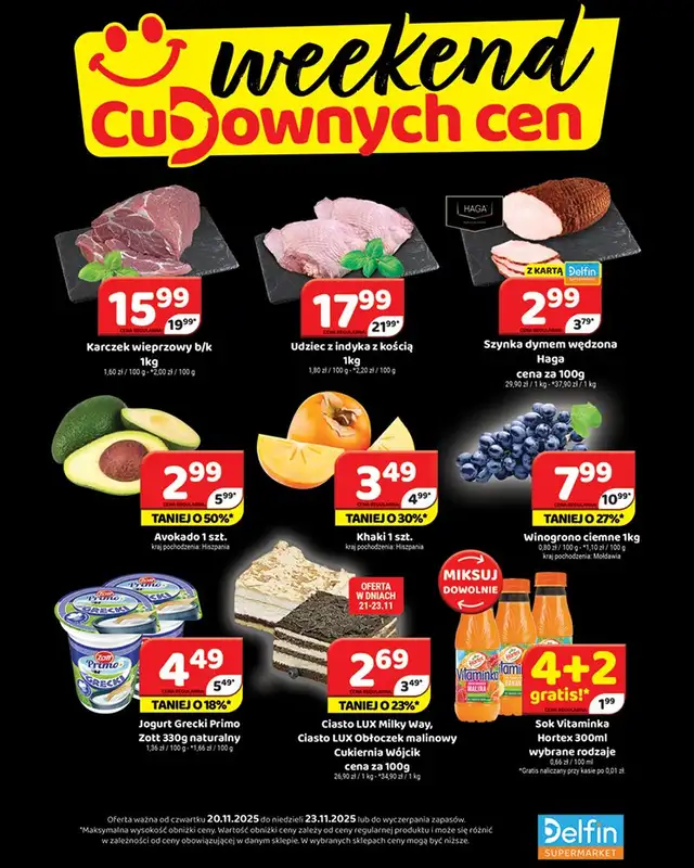 Delfin - gazetka promocyjna Weekend cudownych cen od czwartku 20.11 do niedzieli 23.11