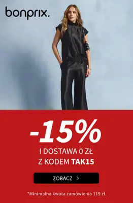 bonprix - gazetka promocyjna -15% i dostawa 0 zł od 119 zł z kodem od czwartku 20.11 do poniedziałku 24.11