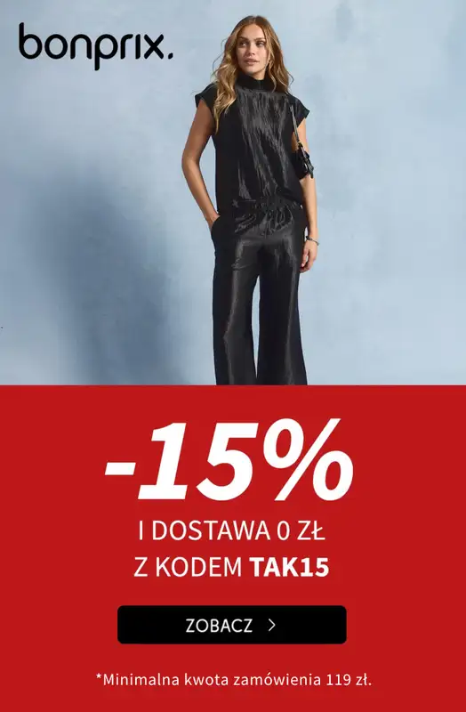 bonprix - gazetka promocyjna -15% i dostawa 0 zł od 119 zł z kodem od czwartku 20.11 do poniedziałku 24.11