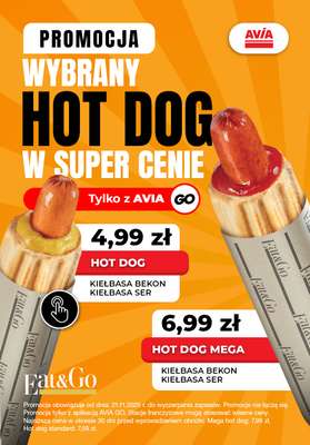 AVIA Stacje Paliw - gazetka promocyjna Wybrany hot-dog w super cenie od piątku 21.11 do soboty 20.12