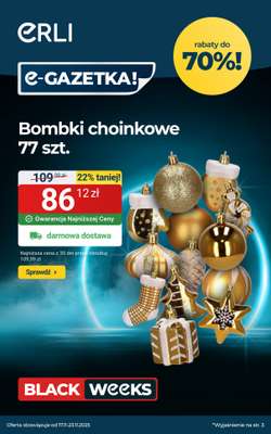 Erli - gazetka promocyjna Black Weeks – Choinki i dekoracje na Święta – taniej! od piątku 21.11 do niedzieli 23.11