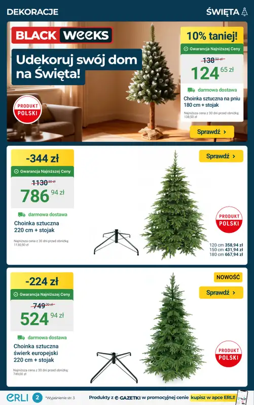 Erli - gazetka promocyjna Black Weeks – Choinki i dekoracje na Święta – taniej! od piątku 21.11 do niedzieli 23.11 - strona 2