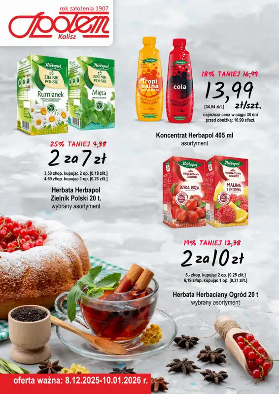 Społem - Blisko i Korzystnie - gazetka promocyjna Plakat promocyjny PSS Kalisz od poniedziałku 08.12 do soboty 10.01