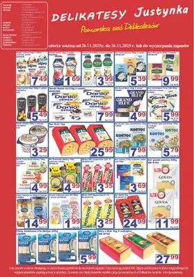Delikatesy Justynka - gazetka promocyjna Gazetka od czwartku 20.11 do środy 26.11