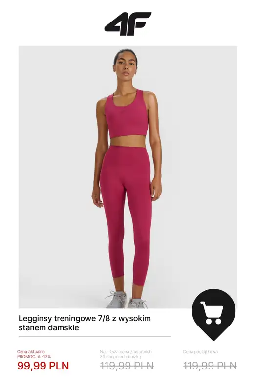 4F - gazetka promocyjna Ubrania na fitness i trening dla niej w SUPER cenach! od czwartku 20.11  - strona 8