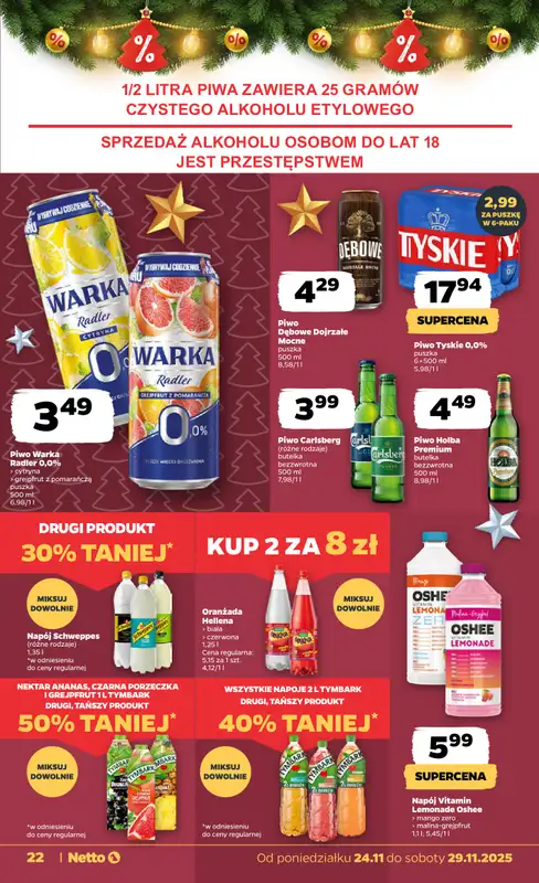 Netto - gazetka promocyjna Gazetka Spożywcza od poniedziałku 24.11 do soboty 29.11 - strona 22