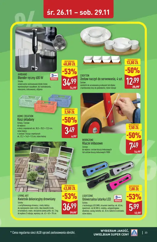 Aldi - gazetka promocyjna TARNOBRZEG: WIELKIE OTWARCIE już w środę: 26.11! od środy 26.11 do soboty 29.11 - strona 23