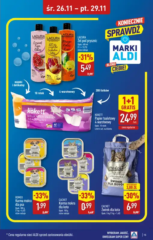 Aldi - gazetka promocyjna TARNOBRZEG: WIELKIE OTWARCIE już w środę: 26.11! od środy 26.11 do soboty 29.11 - strona 15