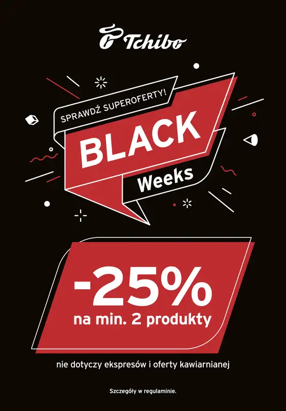 Tchibo - gazetka promocyjna Black Week - 25% rabatu przy zakupie min 2 szt. od piątku 21.11 do poniedziałku 01.12