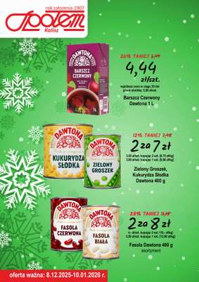 Społem - Blisko i Korzystnie - gazetka promocyjna Plakat promocyjny PSS Kalisz od poniedziałku 08.12 do soboty 10.01