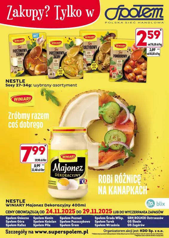 Społem - Blisko i Korzystnie - gazetka promocyjna Plakaty promocyjne od poniedziałku 24.11 do soboty 29.11 - strona 3