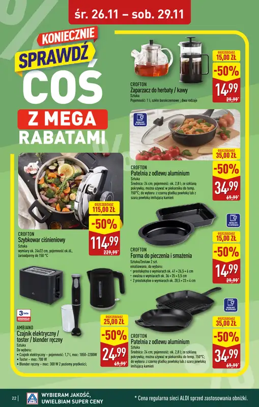 Aldi - gazetka promocyjna WAŁCZ: WIELKIE OTWARCIE już w środę: 26.11! od środy 26.11 do soboty 29.11 - strona 22