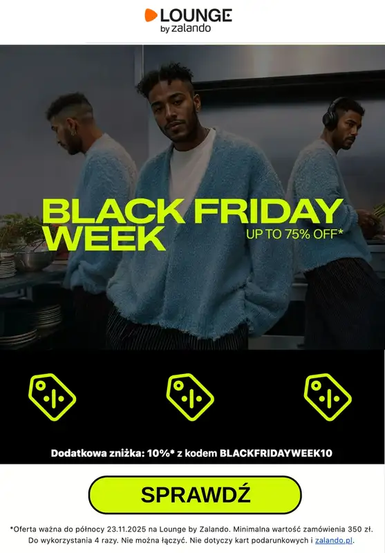 Lounge by Zalando - gazetka promocyjna Do -80% na wybrane marki na WEEKEND  + dodatkowa zniżka -10%! od soboty 22.11 do niedzieli 23.11