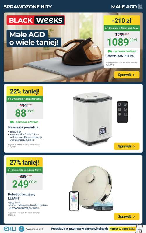 Erli - gazetka promocyjna Black Weeks – Elektronika i Małe AGD – BESTSELLERY tygodnia! od poniedziałku 24.11 do niedzieli 30.11 - strona 4