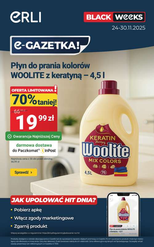 Erli - gazetka promocyjna Black Weeks – Codzienne zakupy w super cenach! od poniedziałku 24.11 do niedzieli 30.11
