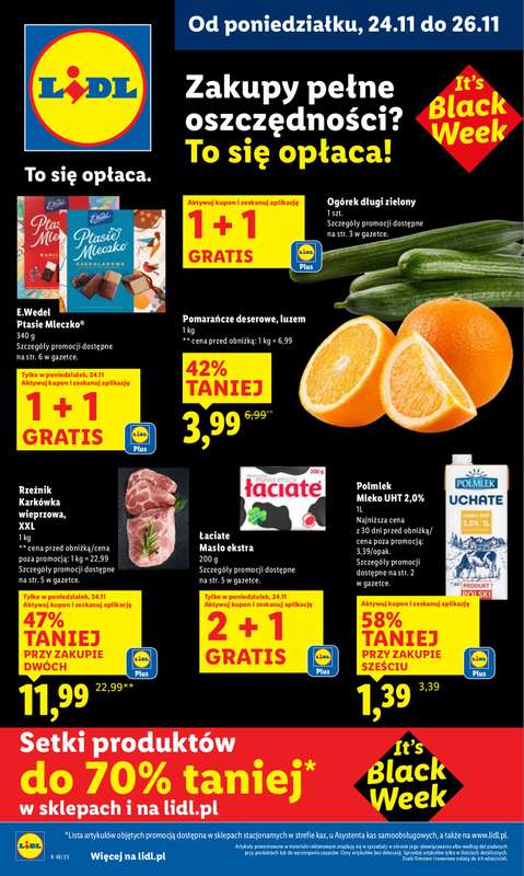 Lidl - gazetka promocyjna Oferta od poniedziałku od poniedziałku 24.11 do środy 26.11