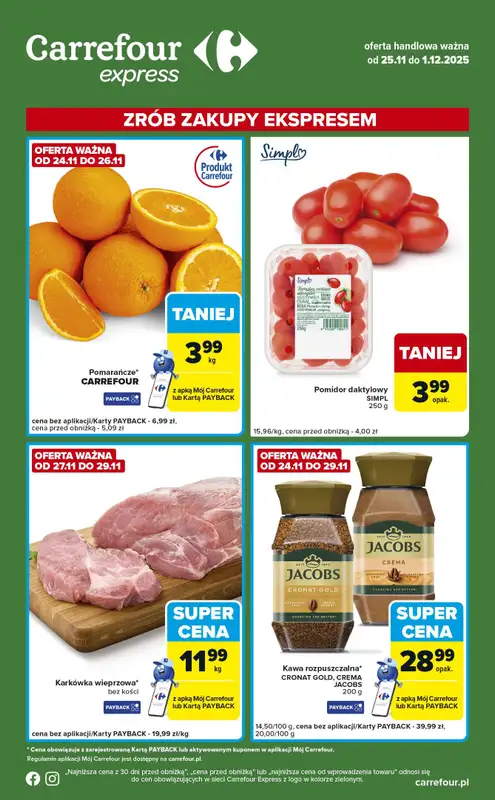 Carrefour Express - gazetka promocyjna Gazetka Express od wtorku 25.11 do poniedziałku 01.12