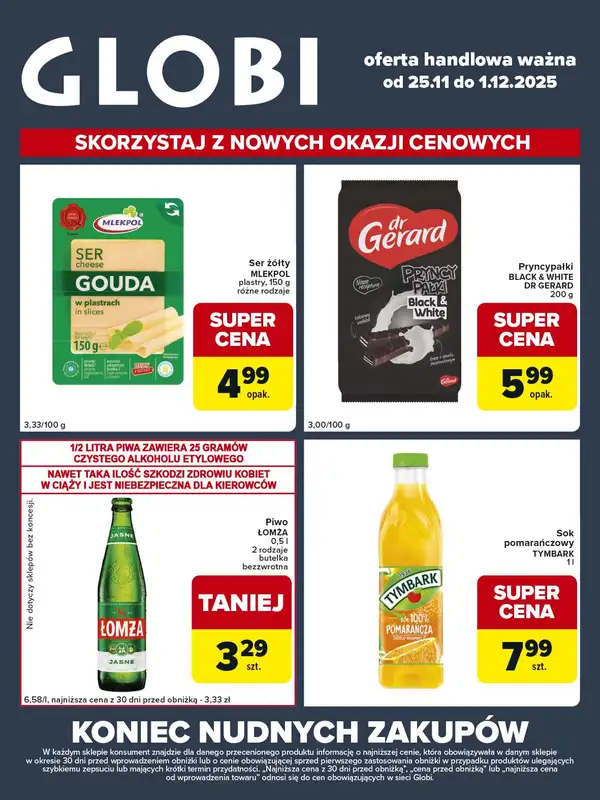 Globi - gazetka promocyjna Gazetka Globi od wtorku 25.11 do poniedziałku 01.12