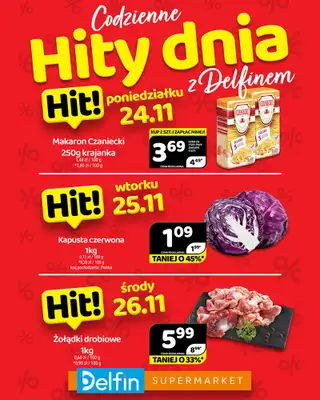 Delfin - gazetka promocyjna Codzienne hity dnia od poniedziałku 24.11 do środy 26.11