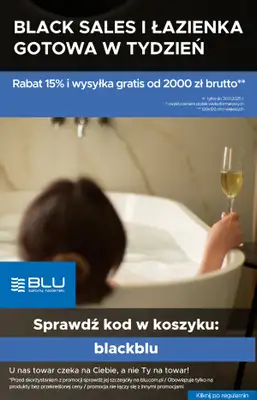 Blu Salony Łazienek - gazetka promocyjna Kod rabatowy od poniedziałku 24.11 do niedzieli 30.11